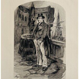 1902 Captain Cuttle Photogravure Charles Dickens Dombey And Son Barnard DWP8D